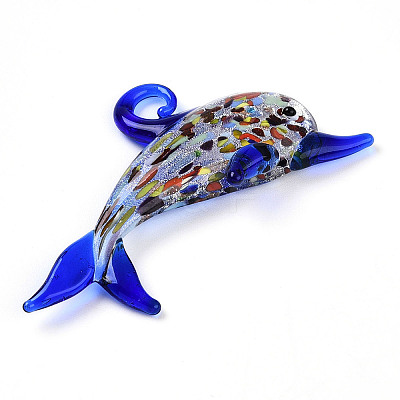 Handmade Silver Foil Lampwork Big Pendants LS-LAMP-T023-13B-1