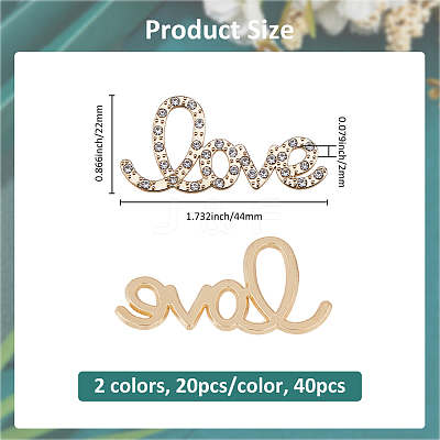 40Pcs 2 Colors Alloy Rhinestone Cabochons FIND-FH0010-89-1