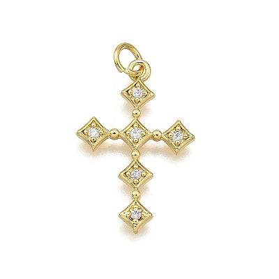 Brass Micro Pave Cubic Zirconia Pendants KK-Z100-34G-02-1