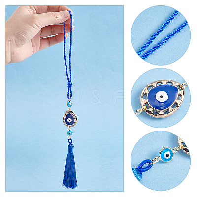 AHADEMAKER 8Pcs 2 Colors CCB Plastic Teardrop Pendant Decorations HJEW-GA0001-21-1