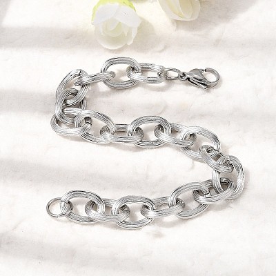 201 Stainless Steel Cable Chain Bracelets STAS-T077-01P-1