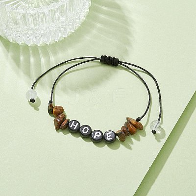 Natural Tiger Eye Chip Braided Bead Bracelets BJEW-JB09608-03-1