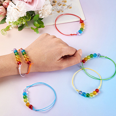 6Pcs Glass Beads Bracelets BJEW-TAC0038-1