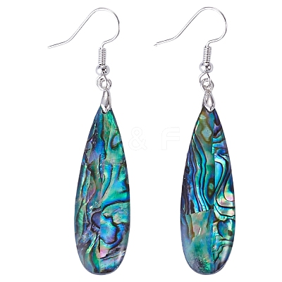 1 Pair Rack Plating Brass Natural Paua Shell Dangle Earrings EJEW-TA0001-86-1
