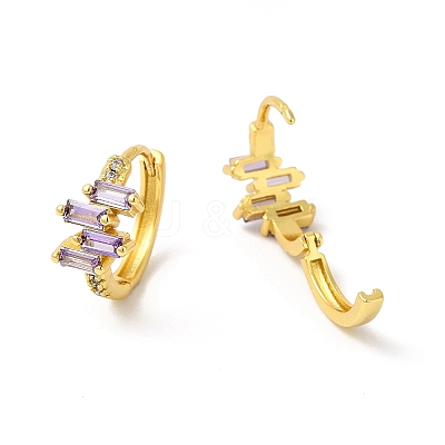 Cubic Zirconia Rectangle Hoop Earrings EJEW-E270-04G-1