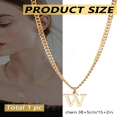 1Pc 304 Stainless Steel Letter Pendant Necklaces NJEW-LP0001-33W-G-1