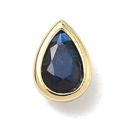 Teardrop Brass Micro Pave Cubic Zirconia Cabochons KK-P345-13G-B09-1