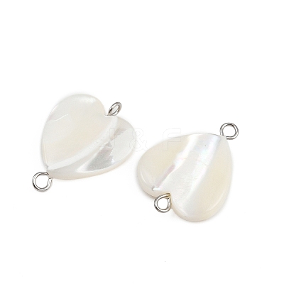 Natural Shell Heart Connector Charms STAS-D378-25P-1