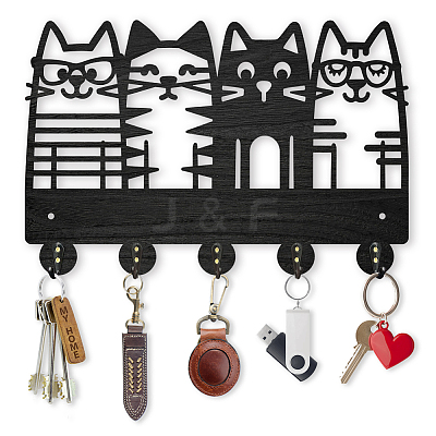 Wood & Iron Wall Mounted Hangers HJEW-WH0055-066-1