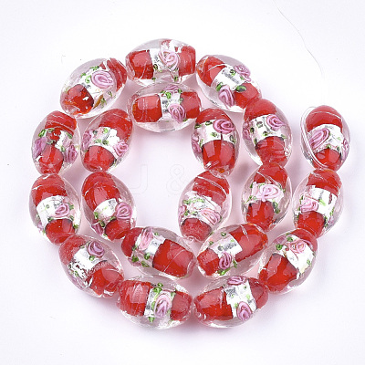 Handmade Silver Foil Glass Lampwork Beads X-LAMP-Q030-02G-1