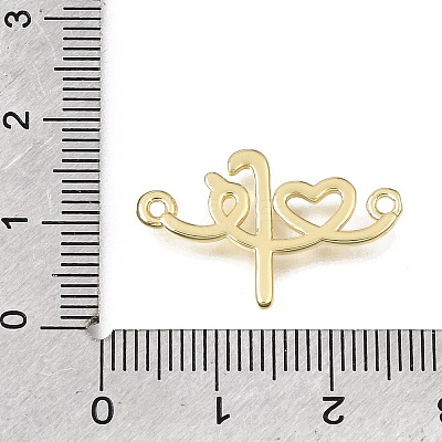Brass Heart with Letter Fe Links Connector Charms KK-C263-27A-G-1