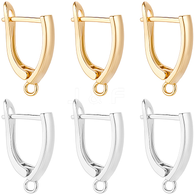 20Pcs 2 Colors Rack Plating Eco-friendly Brass Hoop Earring Findings with Latch Back Closure KK-BBC0027-50-1