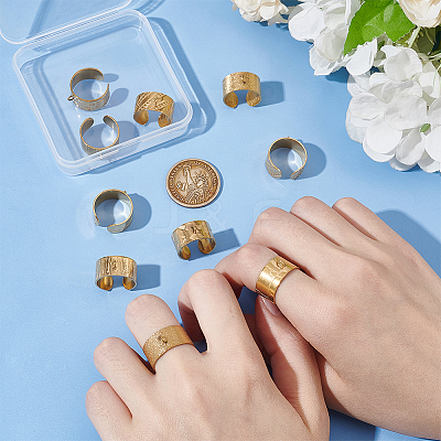 10Pcs 5 Styles 304 Stainless Steel Open Cuff Ring Components STAS-UN0054-83G-1