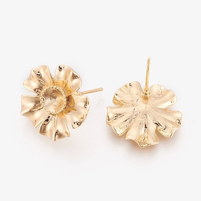 Brass Stud Earring Settings KK-O115-17G-1