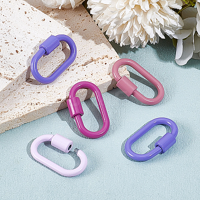 5Pcs 5 Styles Baking Paint Alloy Screw Locking Carabiners FIND-DR0002-39-1