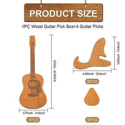 1 Set Guitar Shaped Wood Guitar Pick Box Holder Collector with Magnetic Clasps CON-CA0001-026-1