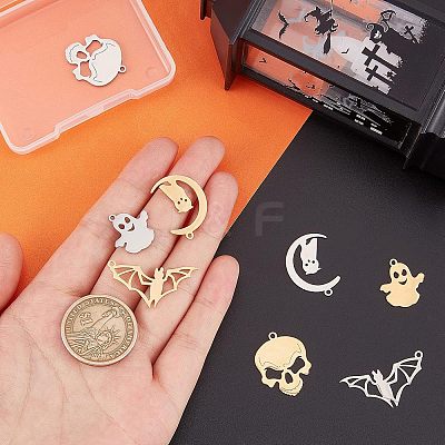 8Pcs 8 Style 201 Stainless Steel Pendants STAS-UN0034-66-1
