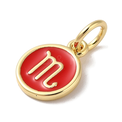 Real 18K Gold Plated Brass Enamel Charms KK-L216-001G-F-1