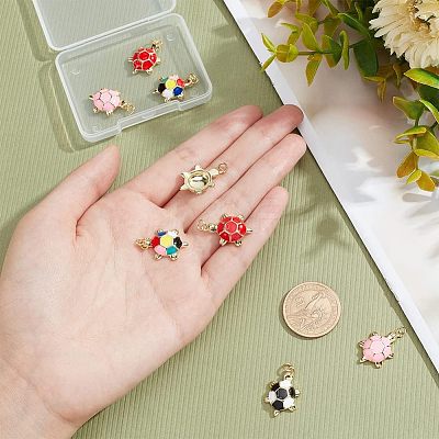 8Pcs 4 Colors Brass Enamel Pendants KK-NB0002-65-1