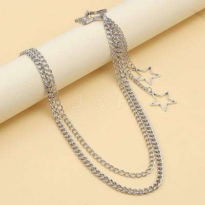 Iron Double Layer Curb Chain Hollow Star Char Pants Chains for Men Women WGF9380-01-1