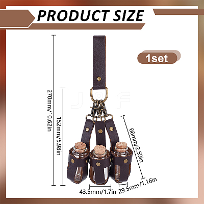 PU Leather Bag with 3Pcs Cork Glass Bottles FIND-WH0366-234B-1
