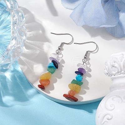 Natural Mixed Stone & Synthetic Turquoise Dangle Earrings EJEW-JE06032-1