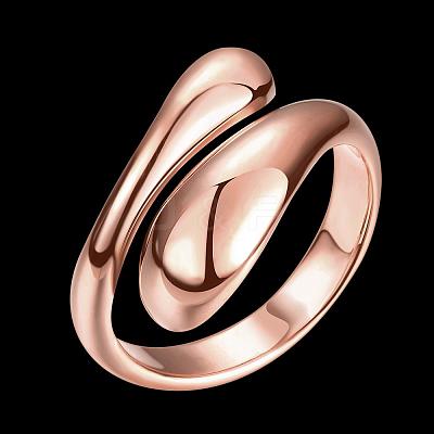 Real Rose Gold Plated Adjustable Brass Finger Rings for Women RJEW-BB07574-B-1