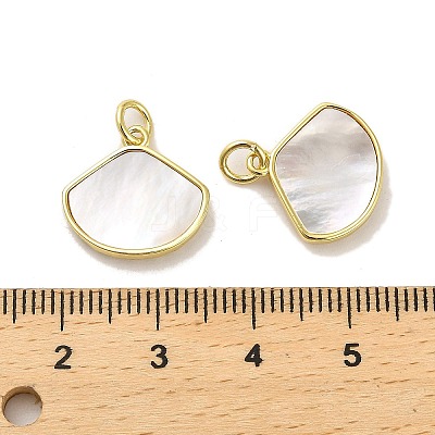 Brass Pave Shell Shell Shape Charms with Jump Ring KK-K365-08D-G-1