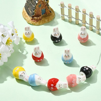 10Pcs 5 Colors Handmade Porcelain Beads PORC-CJ0001-48-1