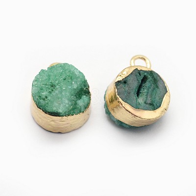 Natural Druzy Quartz Charms G-P396-07G-04-1