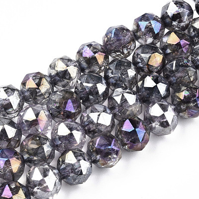 Transparent Electroplate Glass Beads Strands EGLA-N006-077A-1