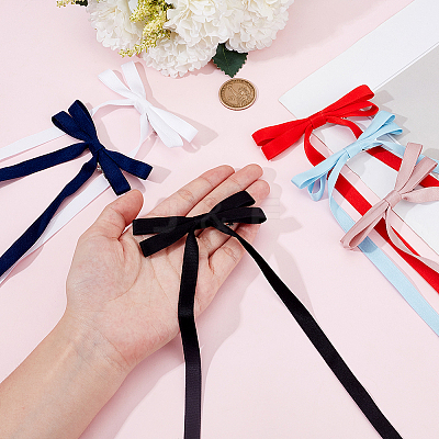 Big Bowknot Polyester Alligator Hair Clips AJEW-CP0008-39C-1