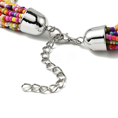 Bohemia Style Glass Seed Bead Multi-strand Necklaces NJEW-H063-01P-01-1