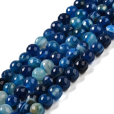 Natural Striped Agate/Banded Agate Beads Strands G-A246-8mm-07-1