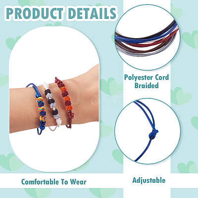 12Pcs 6 Colors Polyester Cord Braided Bracelets Women BJEW-TA0001-23-1