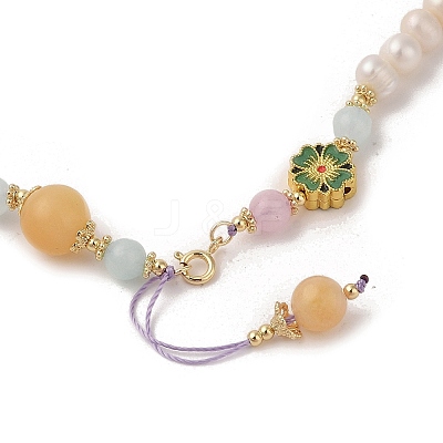 Natural Rose Quartz & Pearl Beaded Necklaces NJEW-L119-07G-1