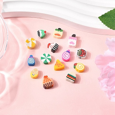 100Pcs 5 Styles Handmade Polymer Clay Beads CLAY-FP0001-16-1