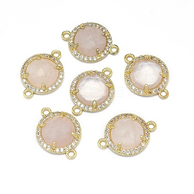 Natural Rose Quartz Links connectors G-E526-34H-1