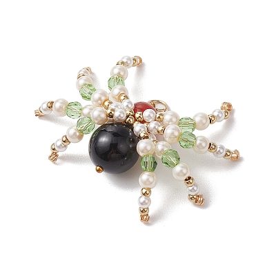Natural Carnelian & Black Onyx(Dyed & Heated) & Glass Pendants PALLOY-JF02747-1