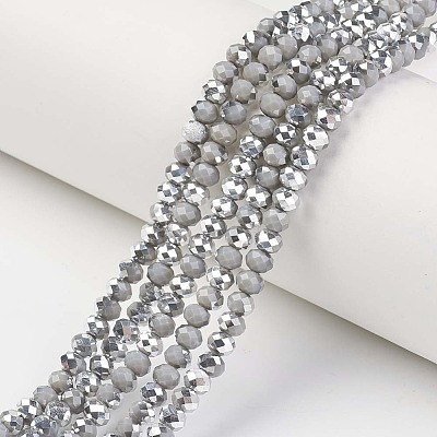 Electroplate Opaque Glass Beads Strands EGLA-A034-P6mm-M02-1
