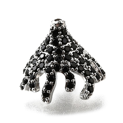 Brass Micro Pave Black Cubic Zirconia Beads KK-V011-26P-1