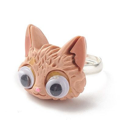 Resin 3D Mixed Animal Adjustable Rings RJEW-JR00428-M-1