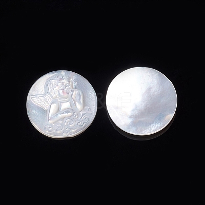 Natural White Shell Cabochons SSHEL-D083-07-1