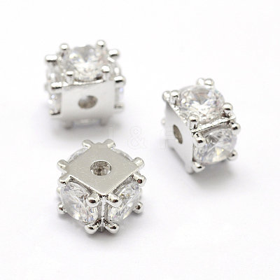 Brass Micro Pave Grade AAA Cubic Zirconia Beads KK-P126-02P-NR-1
