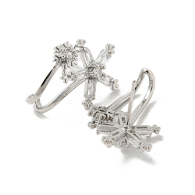 Brass with Clear Cubic Zirconia Stud Earrings EJEW-B035-10P-1