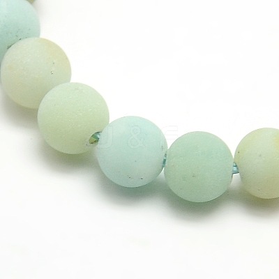 Natural Frosted Flower Amazonite Round Bead Strands G-M064-6mm-07-1
