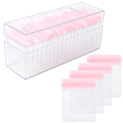 Rectangle Transparent ABS Plastic Jewelry Storage Boxes with Lid and PVC Bags CON-WH20001-17B-1