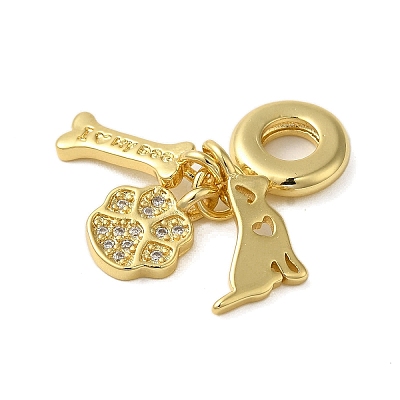 Rack Plating Brass Micro Pave Clear Cubic Zirconia European Dangle Charms KK-P279-34G-1