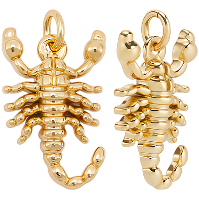 10Pcs Scorpion Brass Pendants KK-BBC0022-83-1
