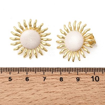 Sun Brass Stud Earrings EJEW-D352-02G-03-1
